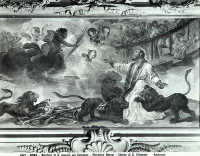 S:t Ignatius av Antiokias martyrskap i Colosseum (fresk) (s/v) av Pier Leone Ghezzi