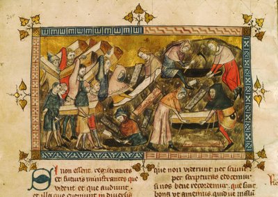 Begravningen av offren för pesten i Tournai, ca 1353. av Pierart dou Tielt