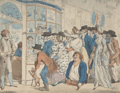 Caricature Shop of Piercy Roberts, 28 Middle Row, Holborn, 1801. av Piercy Roberts