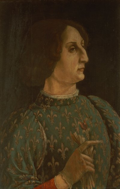 Porträtt av Galeazzo Mario Sforza (1444-76) ca 1471 (tempera på panel) (se även 168788) av Piero del Pollaiolo
