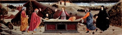 Polyptyk av Misericordia: runt Jesu Kristi kropp: Sankt Johannes, Jungfru Maria, Sankta Maria Magdalena, Sankt Josef av Arimathia och Sankt Nikodema av Piero della (school of) Francesca