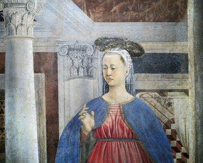 Detalj från legenden om det sanna korset som visar bebådelsen, av Piero della Francesca av Piero della Francesca