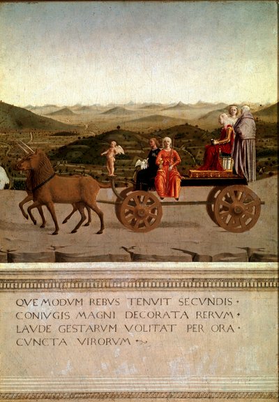 Diptyk av triumf av Federico da Montefeltro och Battista Sforza, detalj (Tempera på trä av Piero della Francesca