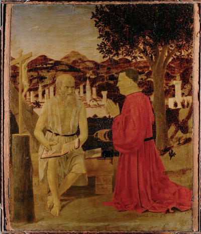 Sankt Hieronymus och en hängiven (målning på trä) av Piero della Francesca