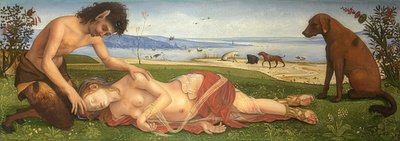 En satyr sörjer en nymf. Omkring 1495 av Piero di Cosimo