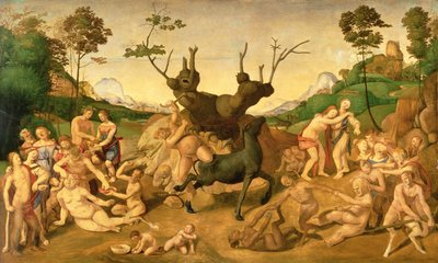 The Misfortunes of Silenus, c.1500 (olja på panel) av Piero di Cosimo