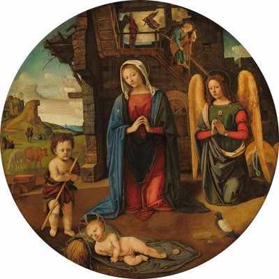 Födelsekyrkan med spädbarnet Saint John av Piero di Cosimo