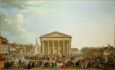 Ludvig XV lägger grundstenen till kyrkan Ste... av Pierre Antoine (attr. to) Demachy