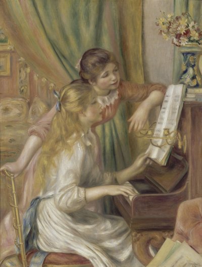 Unga flickor vid pianot av Pierre-Auguste Renoir