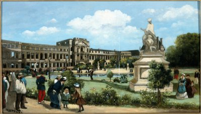 Ruinerna av Tuileriespalatset, efter branden 1871, ca 1880 (olja på trä) av Pierre-François Marangé