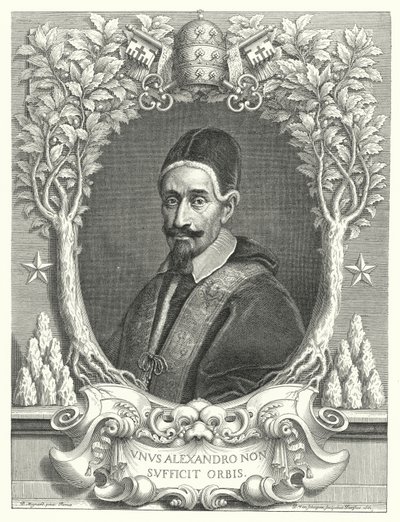 Påve Alexander VII (gravyr) av Pierre (after) Mignard