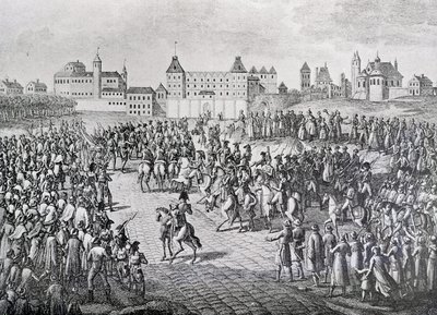 Fransmännens triumferande intåg i Warszawa, 28 november 1806 av Pierre Adrien Le Beau