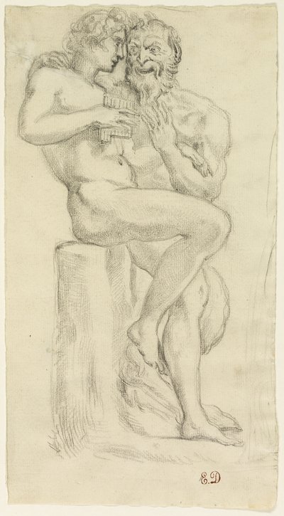 Studie av en nakenfigur och en faun av Pierre Andrieu