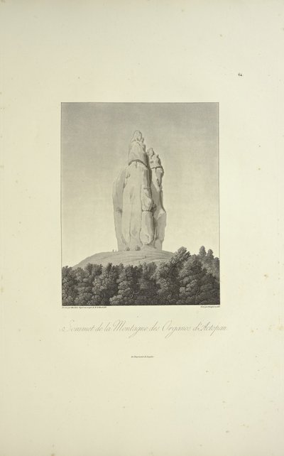 Summit of the Mountain of Organos, Actopan, graverad av Bouquet, illustration från "Views of the Cordilleras and Monuments of the Native Peoples of America" ​​av Alexander von Humboldt och Aime Bonpland av Pierre Antoine (after) Marchais