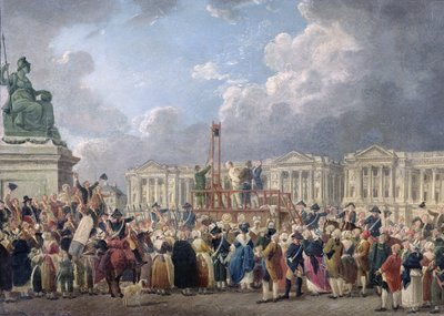 Eine Hinrichtung, Place de la Révolution, zwischen August 1793 und Juni 1794 von Pierre Antoine Demachy