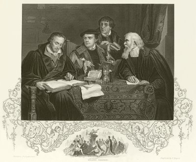 Luther, Melancthon, Pomeranus och Cruciger av Pierre Antoine Labouchere