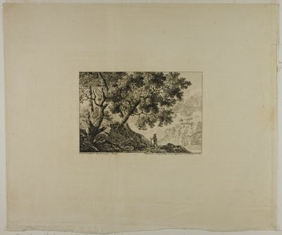 Landskap med man som bär stav av Pierre Antoine Mongin