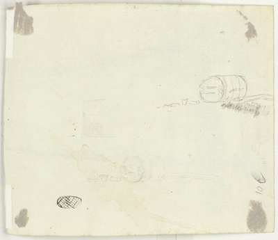 Skisser av en tunna och andra föremål av Pierre Antoine Mongin