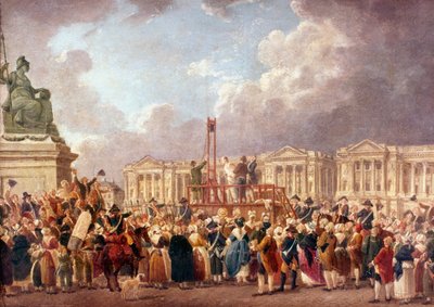 Avrättning av giljotin i Paris under franska revolutionen, 1790-talet 1793-1807 av Pierre Antoine de Machy