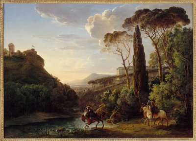Italienskt landskap med tre riddare av Pierre Athanase Chauvin