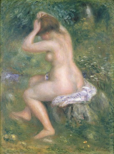 A Bather, ca 1885-90 (olja på duk) av Pierre Auguste Renoir