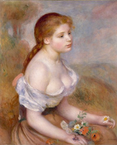 En ung flicka med tusenskönor av Pierre Auguste Renoir