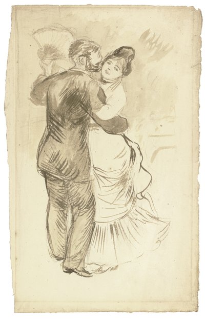 En studie för "Dans på landet", 1883 av Pierre Auguste Renoir