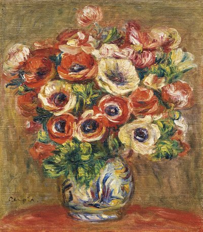 Anemoner i en vas, ca. 1915 av Pierre Auguste Renoir