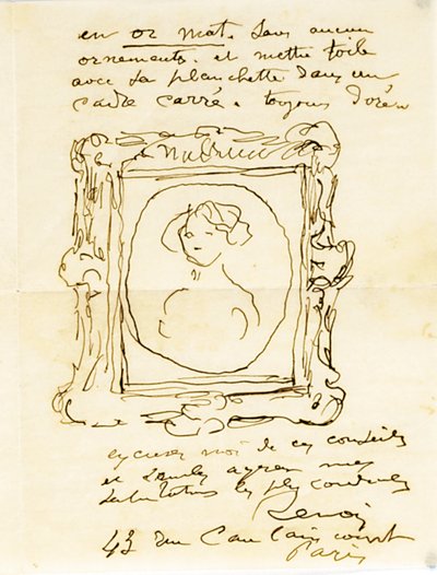 Autografbrev undertecknat till Dr. Fritz Thurneyssen, Paris och Les Collettes, 24 juni 1908 av Pierre Auguste Renoir