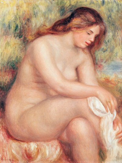 Badaren torkar sig själv, ca 1910 av Pierre Auguste Renoir