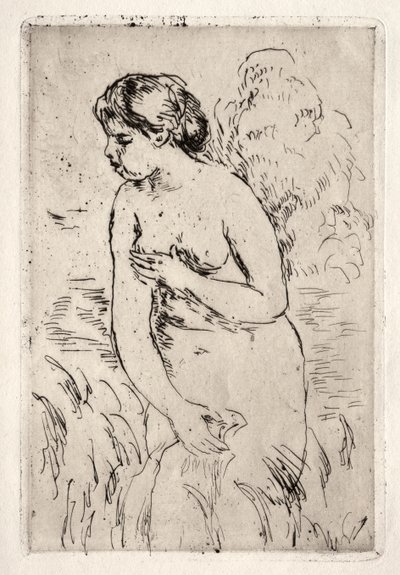 Badare som står upp till sina knän av Pierre Auguste Renoir