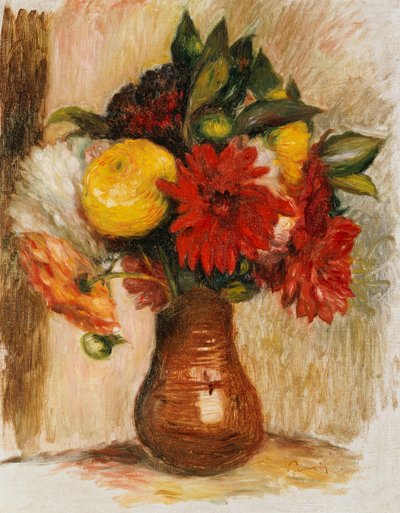 Bukett blommor i en stenkanna av Pierre Auguste Renoir