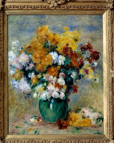 Bukett med krysantemum. Målning av Pierre Auguste Renoir (1841-1919) av Pierre Auguste Renoir