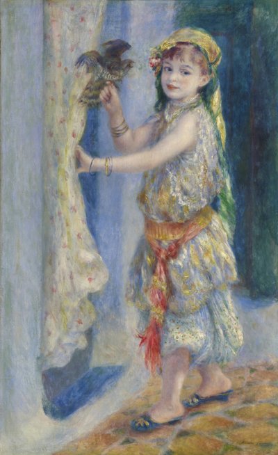 Barn med en fågel av Pierre Auguste Renoir