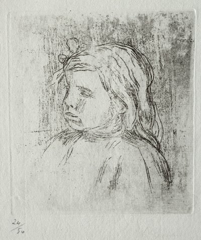 Claude Renoir, tre fjärdedelar till vänster, 1908. av Pierre Auguste Renoir