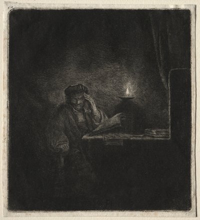 Kopia av Student vid ett bord vid levande ljus av Pierre Auguste Renoir