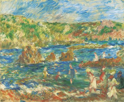 Barn på stranden Guernsey, ca 1883 av Pierre Auguste Renoir