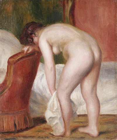 Naken kvinna som torkar sig själv, ca 1909 av Pierre Auguste Renoir