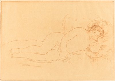 Naken liggande kvinnlig Femme nue couchee, 1906. av Pierre Auguste Renoir