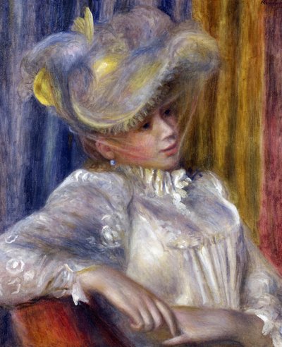 ""Kvinna med hatt"" Målning av Pierre Auguste Renoir (1841-1919) 1891 Dim 56x46,5 cm National Museum of Western Art, Tokyo av Pierre Auguste Renoir