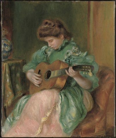 Kvinna med gitarr, ca. 1896-1897 (olja på duk) av Pierre Auguste Renoir