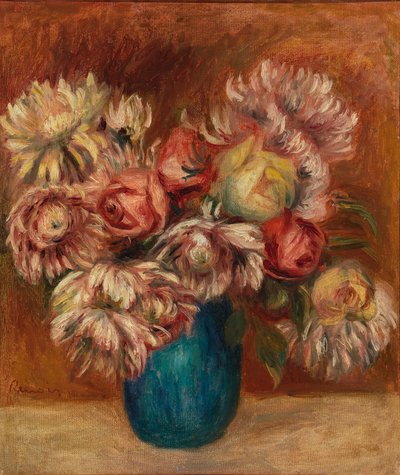 Blommor i en grön vas av Pierre Auguste Renoir