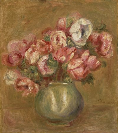 Blommor i en grön vas, 1906 av Pierre-Auguste Renoir