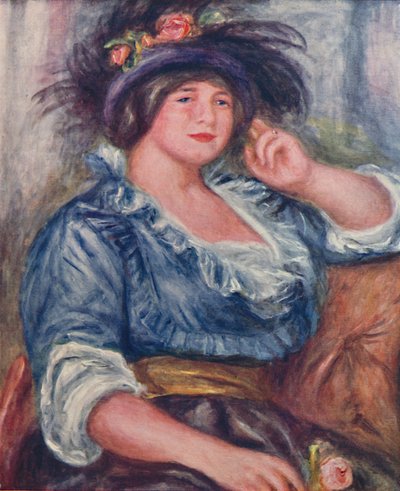 Flicka med en ros, 1913, 1923 av Pierre Auguste Renoir