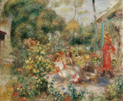 Flickor i en trädgård i Montmartre; Flickor i en trädgård i Montmartre, ca 1893-5 av Pierre Auguste Renoir