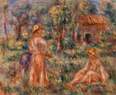 Flickor i ett landskap av Pierre-Auguste Renoir