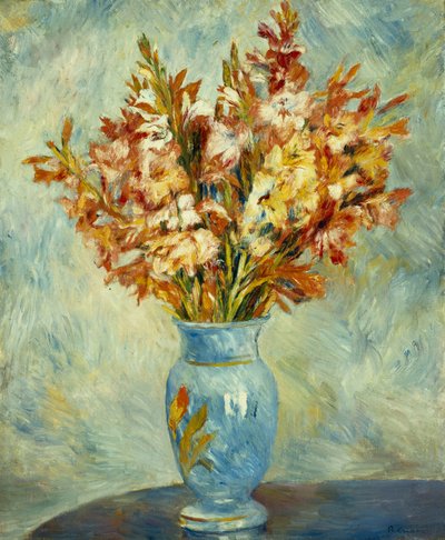 Gladioler i blå vas; Gladiolus i den blå vasen, 1884 av Pierre Auguste Renoir