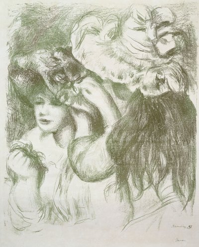 Hattnål, första brädet; The Pin Hat, First Plate, c.1897 av Pierre Auguste Renoir