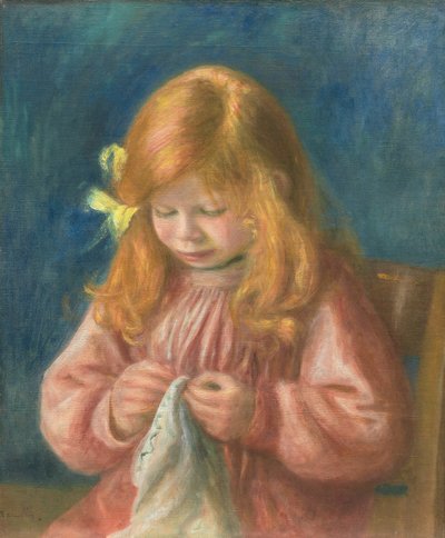 Jean Renoir sömnad, 18991900. av Pierre Auguste Renoir
