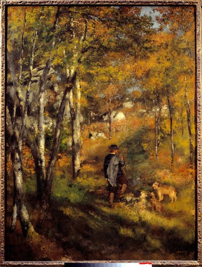 Jules Lecoeur och hans hundar i Fontainebleau-skogen. Målning av Pierre Auguste Renoir (1841-1919) av Pierre Auguste Renoir